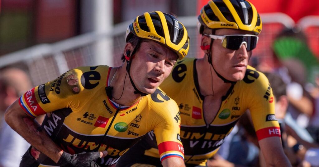 Vuelta: forced to retire after his fall, Roglic accuses Wright of having knocked him down